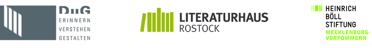 Logos :innen: Literaturhaus Rostock, Heinrich-Böll-Stiftung MV, DuG