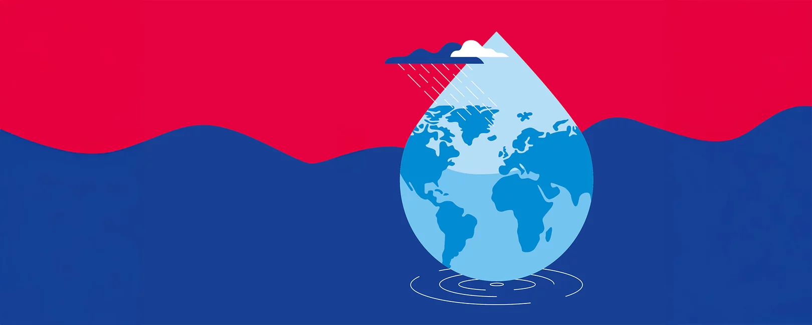 Großer Wassertropfen in einem Meer