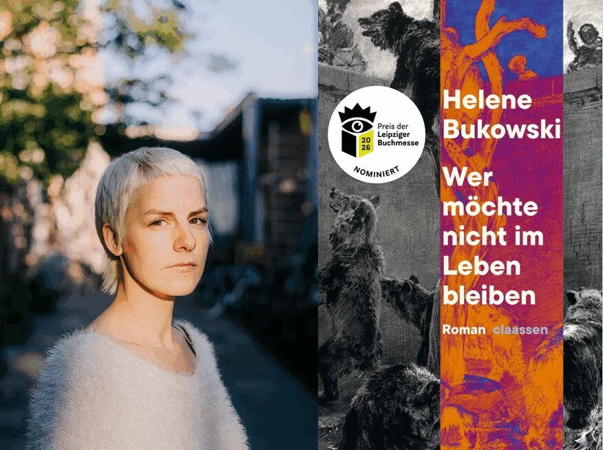 Portrait Helene Bukowski mit ihrem Buch